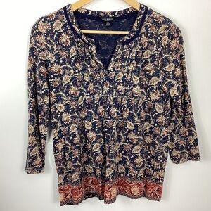Lucky Brand Border Print Top Size Small